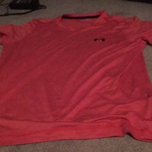 Red v-neck, under armor t-shirt